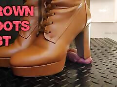 CBT and Cock Crush Trample in Brown Knee xxx vedio girl and boy Boots with TamyStarly - Ballbusting, Bootjob, Shoejob
