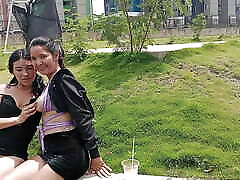 couple of stepsisters meet in the park outdoors and get horny until they have lesbian bad mafl hd com with each other