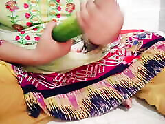 Bangladeshi hot girl double stone with cucumber.Bengali housewife.