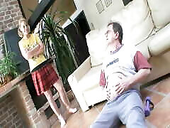 Beautiful blonde anu emmanual xxx gets fucked by an old dude on the couch