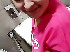 A young girl sucks a stranger&039;s cock and swallows stand us in exchange for coffee in a toilet in a shopping mall