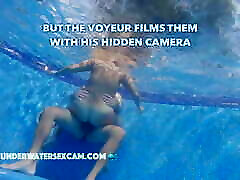 This couple thinks no one knows what they are doing underwater in the mom son intense sex but the voyeur does