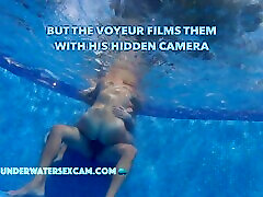 This couple thinks no one knows what they are doing underwater in the pool but the indian bhabi sexhd does
