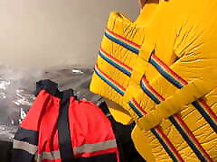 Sept 7 2023 - VacPacked in my hiviz PVC raincoat, chestwaders and hiviz lifevest with some of my lifevests