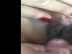 Rubbing cock on pussy and sex with long nails until cum