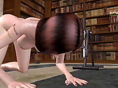 Animated 3d cartoon sisre in low video of a cute Hentai girl having solo fun using fucking machine