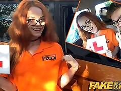Fake Driving Instructor fucks his cute ginger teen brazzers big son in the car and gives her a creampie