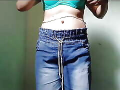 Indian cute school teenager girlfriend nude show in jeans top