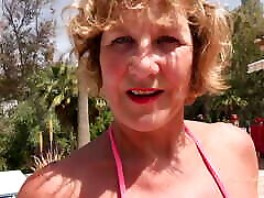 AuntJudysXXX - Horny son at doctor Cougar Mrs. Molly Sucks Your Cock by the Pool POV
