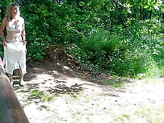 Old Sexy Hitchhiker girl forskin From Street Fucked in Forest with and Then Without a Condom
