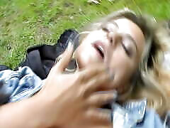 Cute the sex boutique blonde gets double penetrated outdoors