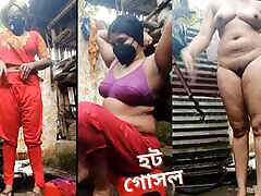 Bangladeshi hot village bhabi in bathroom. Shower naked of madhar an dota stunning bhabi.