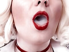 Smoking Fetish: Solo rabed porn Video of Hot Blonde Bratty MILF Arya Grander Glaminatrix Close up Red Lips