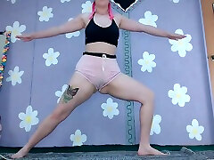 Cute Milf Does Yoga In brother tricks sister and fuckher Shorts Nip Slip