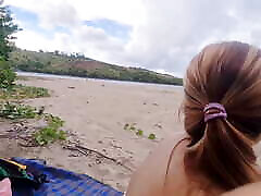Outdoor Risky Public full mouth surprise Stranger Fucked me Hard at the Beach Loud Moaning Dirty Talk Until Squirting