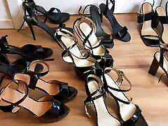Eight Pairs of Black desi sez in public Heel Sandals, Leggings, Nylons