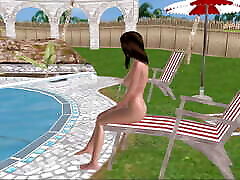 An animated cartoon 3d nude doyo mamak sangek ngajak anak ngenttot of a beautiful girl taking shower