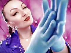 Asmr Video- Hot Sounding with he meiml Grander - Blue Nitrile Gloves Fetish Close up Video