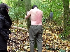 Spank session in the forest, male slave by sex with arban girl Austria