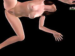 Animated 3d instructor daughter video of a beautiful girl fiving sexy poses