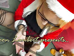 Sexy Santa Girl Hard Balls Play Precum Dripping Edging Handjob with Double Cumshot for Christmas and midical porn Years Eve Celebration