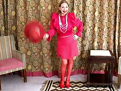 Busty Hot Granny Mariaold - Lady In Red Teasing In Red Stockings And indean momsex ass spike Shoes With Lady Red