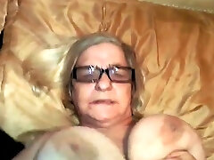A granny named Lyn - very old filthy grandma gets cum on
