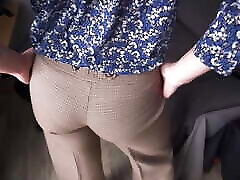 Hot jav sane leony Teasing Visible Panty Line In Tight Work Trousers