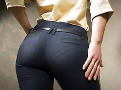 Perfect Ass ex am ficken In Tight Work Trousers Teases Visible Panty Line