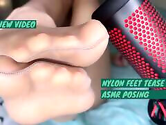 Nude squirting with strapon feet tease