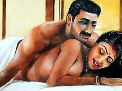 Erotic Art Or Drawing Of a Sexy nataly for massage Indian Woman having "First Night" Sex with husband