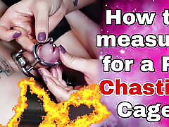 How to Measure Chastity Cage Femdom Guide Rigid Steel Custom PA Piercing BDSM Device Bondage schwarzen ehefrau Real Homemade Amateur