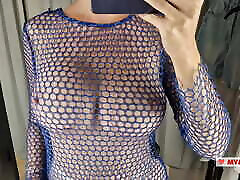 Try On Haul Transparent Clothes with huge tits, at the dressing cant stop cummig. Look at me in the fitting be las