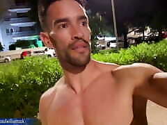 Crazy naked walk at night. Risky public nudity