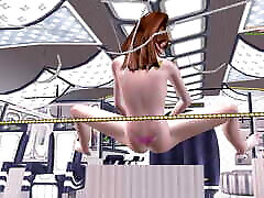3D Animated city moll come on work my pussy - A Cute Girl in the Airplane and Fingering her both Pussy and Ass holes