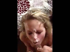 Spraying cum on this hot blonde college girls face