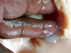 Black cock guy drilling real tantaly sex doll pussy and ass close up - big load Cumshot - sexy toy masturbation