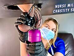 Nurse Milks Chastity Slave&039;s Big Cum Load With Vibe Wand