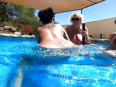 Hot Lesbian Double Ended Dildo fun in the pool Hot Lesbian Double Ended Dildo fun in the pool