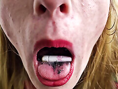 Smoking fetish. Human ashtray for Dominatrix Nika