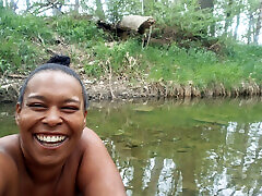 BLACK super buaty sex GOES SKINNYDIPPING IN A STREAM