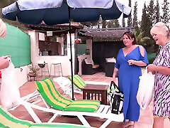 AuntJudysXXX - Busty full move story sex com Lesbian MILFs Melody, Randy, and Jojo Get Naughty by the Pool