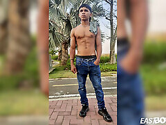 Super cute latino boy with abs and big dick