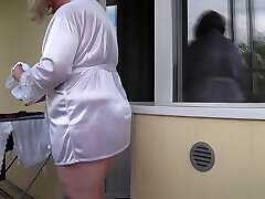 I Am Watching a Plump Neighbor on the Balcony. firstime breaking blood Ass in White Panties. PAWG.