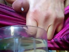 Cumshots In Water Glass Close-up Sperm