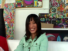 Asian teen with small tits gets fucked by hard cock