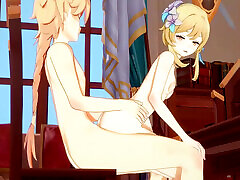Genshin Impact Hentai - Aether and Lumine Sucking and Fucking - 3D Anime Cartoon Video Game Porn Video