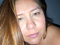 Close up BBW Latina licks a dildo, masturbates, and boob play