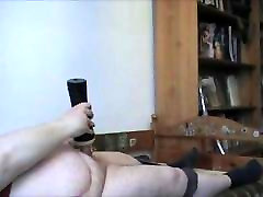 Fat guy plays for the first time with dildo