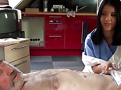 Teen nurse Lady Dee fuck treatment for sick old patient